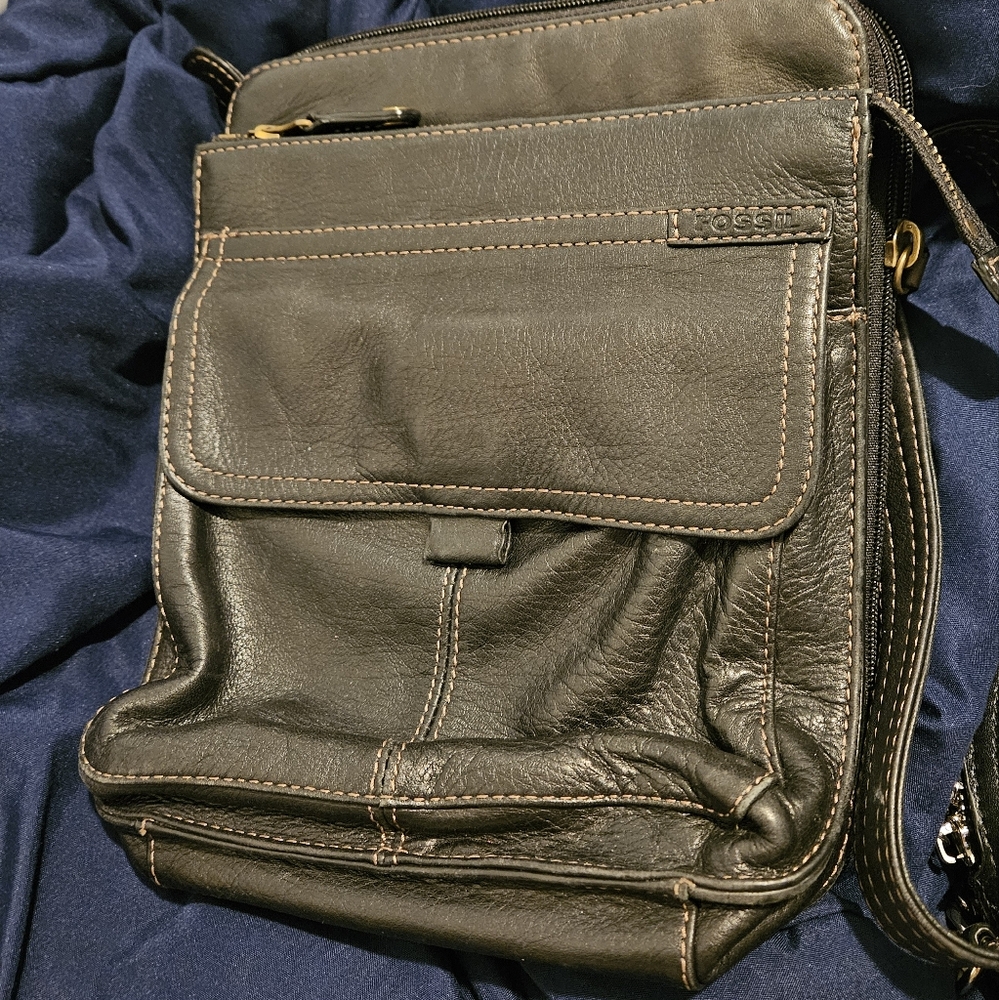 Fossil Black Leather Shoulder Bag